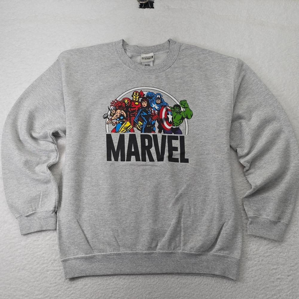 Marvel Avengers Graphic Sweatshirt Mens Medium Gray Crewneck Pullover - Picture 2 of 10